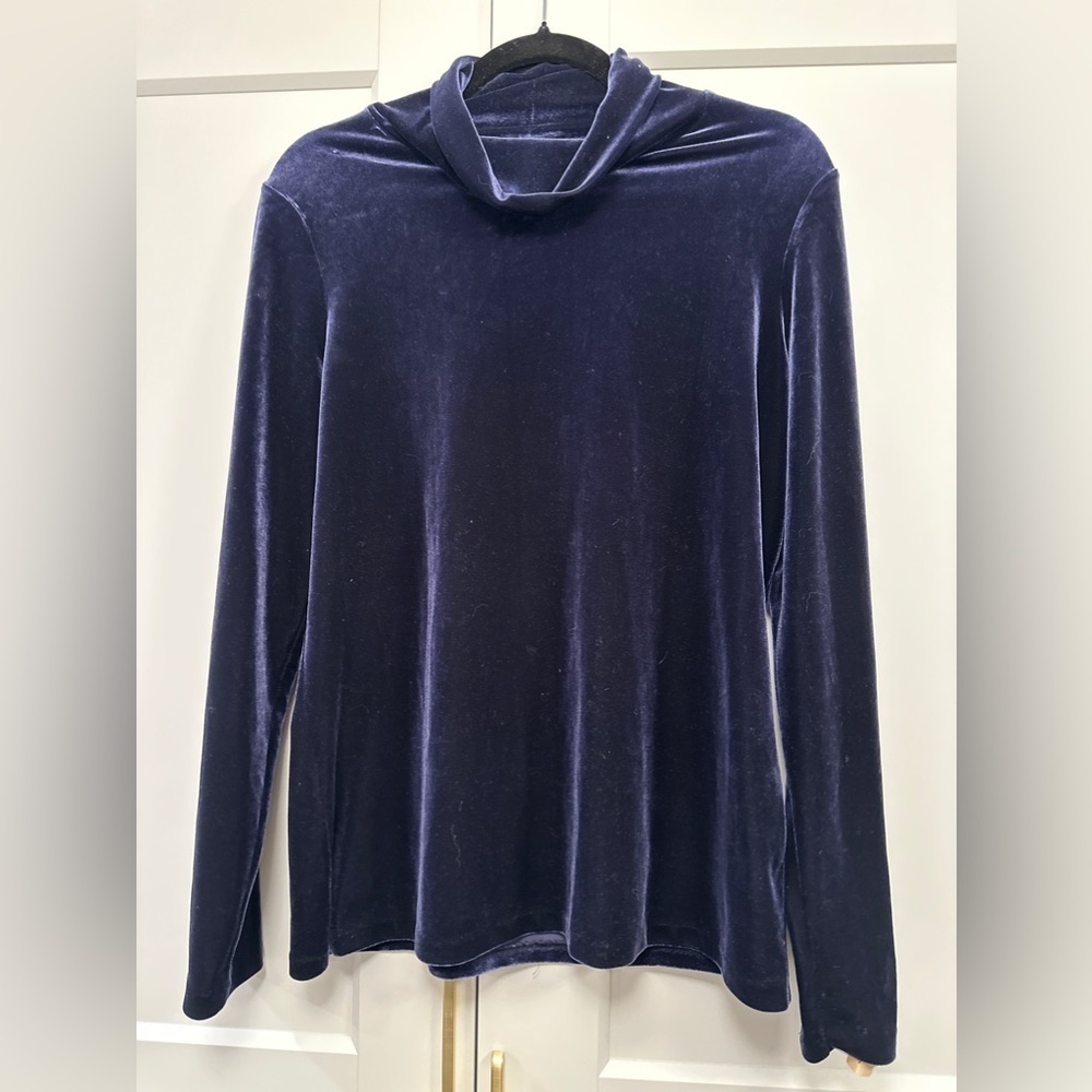 Talbots midnight blue stretch velvet turtle neck NWOT - Picture 3 of 3